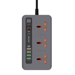 Porodo Multi-Port Power HUB 4 USB-A-USB-C Ultimate Home - Office Kit 2M - Gray